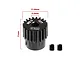 A black GPM Racing 22T pinion gear with dimension markings and two grub screws on a white background.