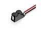 Hobbywing Module D capacitor upgrade unit featuring a black plastic housing with red and black wires attached.