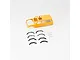 Yellow FMS 1/18 Toyota Land Cruiser LC80 RC body shell with black plastic fender flares and small mounting screws on a white background.