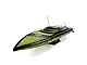 Pro Boat Sonicwake V3 36-inch RC speed boat in black with yellow geometric patterns, shown on a display stand against a white background.