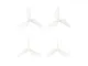 Four clear 3-blade propellers for micro drones arranged in a grid on a white background.