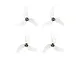 Four clear grey Gemfan 1614 3-blade propellers for micro drones arranged in a grid on a white background.