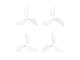 Four white 3-blade drone propellers arranged in a 2x2 grid against a plain white background.
