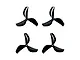 Four black 3-blade propellers for RC drones arranged in a grid on a white background.