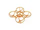 A clear orange plastic whoop drone frame with four propeller ducts on a white background.