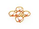 A clear orange BetaFPV drone frame with four integrated propeller guards, viewed from a high angle against a white background.