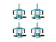 Four BetaFPV 0802 II 22000KV brushless motors in blue, arranged in a grid against a white background.