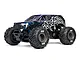 ARRMA Gorgon 1/10 scale 2WD electric RC monster truck in blue and black finish with large treaded tires against a white background.