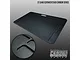 CowRC 27.5x48 Inch Carbon Series Pit Mat shown from an overhead angle with a circular inset highlighting the carbon texture.