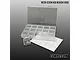 CowRC clear plastic compartmentalized micro screw box organizer with individual small containers, sticker sheet, and screws.