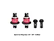 GPM Racing red and black complete front and rear differentials with pinion gears, featuring spiral cut ring gears.