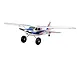 FMS Kingfisher 1.4m RC airplane with large tundra wheels, blue and white livery, and propeller against a white background.