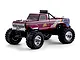 Studio shot of the FMS Ford F-100 High Roller 1/10 scale RC monster truck featuring a maroon body, massive tires, and chrome wheels.