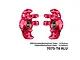 GPM Aluminium Steering Hubs in red with larger bearings, showing left and right pieces against a white background.