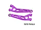GPM aluminium front upper suspension arms in purple, presented on a plain white background with visible text indicating material.