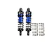 GPM aluminium 62mm front adjustable shocks in blue with additional springs shown against a white background.