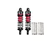 GPM Aluminium 62mm front adjustable shocks in red and black with spare springs, displayed against a white background.