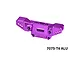 GPM purple anodized aluminium rear shock tower featuring machined details and branding text against a plain white background.