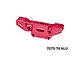 GPM red anodised aluminium rear shock tower featuring multiple mounting holes and embossed GPM logo against a white background.