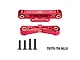 GPM red anodised aluminium rear lower suspension arm pin braces with mounting screws displayed on a white background.