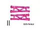 Two pink aluminium rear lower suspension arms with GPM branding, two pins, and text reading 7075-T6 ALU on a white background.