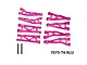GPM pink aluminium complete suspension arm set with pins and GPM Racing branding against a white background.