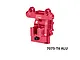 GPM Racing red anodized aluminium rear differential cover showing engraved branding and mounting hardware against a white background.