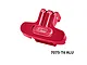 GPM Racing red anodized aluminium rear bumper for RC car on a clean white background.