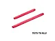 Two red anodized aluminium centre chassis braces with laser-etched branding against a clean white background.