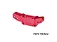 Red anodised aluminium front shock tower for RC cars, featuring multiple mounting holes and GPM branding.
