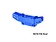 GPM blue anodised aluminium front shock tower featuring multiple mounting holes and the GPM logo, shown against a plain white background.