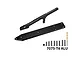 GPM aluminium rear chassis brace and skid plate in black with included screws, nut, and drill bit on a white background.