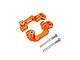 Two orange anodized aluminium C-hubs with steel screws displayed against a plain white background.