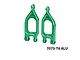 GPM green anodised aluminium front upper suspension arms for RC models, presented against a plain white background.