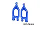 GPM blue aluminium front upper suspension arms for RC cars, featuring engraved GPM and 7075 markings.