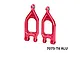 Two red anodized aluminium front upper suspension arms with GPM and 7075 branding against a white background.