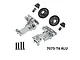 GPM Aluminium Front and Rear Upper Bulkhead Set in silver with associated gears and hardware components.