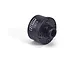 GPM Racing black anodized aluminum differential case with laser-etched branding and screws against a white background.