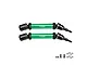 GPM aluminium and carbon steel CVD driveshafts in green with black joints and included hardware set against a plain white background.