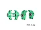 Green anodized aluminium steering and rear hubs set with pre-installed bearings for RC cars against a white background.