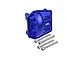 GPM aluminium blue gearbox cover for RC vehicles shown with four included steel cap head screws on a plain white background.