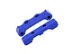 GPM aluminium rear lower suspension pin braces in blue, shown against a plain white background.