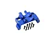 GPM aluminium servo mount in blue with matching installation screws on a plain white background.