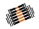 GPM Aluminium Complete Adjustable Turnbuckle Set in orange with black plastic rod ends and mounting screws on a white background.