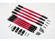 GPM aluminium turnbuckle set in red with black rod ends and mounting hardware on a white background