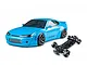 Light blue MST S15RB RC drift car with a painted body and a separate black chassis on a white background.