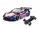 MST GR86RB RC car with iridescence purple painted body and separate chassis on a white background