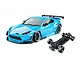 MST light blue GR86 RC drift car with Pandem body kit and separate black chassis on a white background.