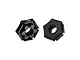 Two black aluminium 24mm claw wheel hexes with 3mm offset shown against a clean white background.