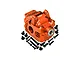 GPM aluminium front differential housing set in orange with included metal screws and a bearing.